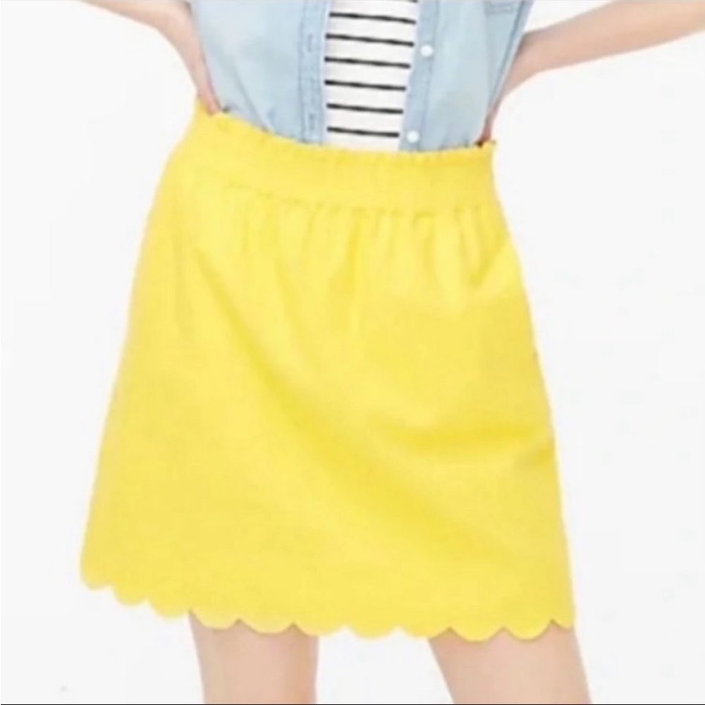 J.crew yellow scalloped sidewalk skirt